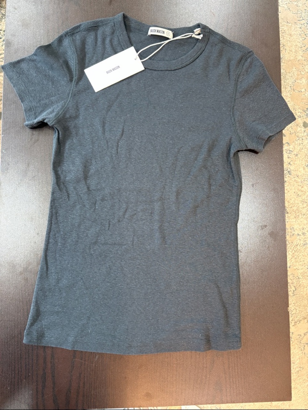 NWT Buck Mason Women's Short Sleeve Tee - Soft Black Heirloom Rib Retail $68